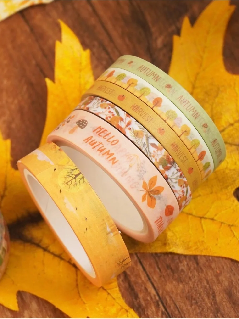 Autumn Harvest Decorative Washi Tape Set - Fall Pattern Craft Rolls